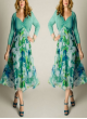 Plus Size Floral Print Skirt Midi Dresses  